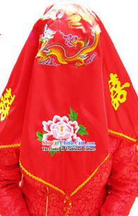 Traditional Chinese Embroidered Dragon and Phoenix Wedding Ceremony Red Cloth