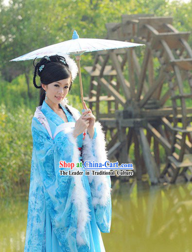 Ancient Chinese Blue Demon Homeland Costumes Complete Set