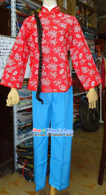 Chinese Old Society Girl Dress Set