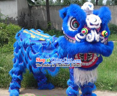 Traditional Chinese Blue Lion Dance Costume Complete Set