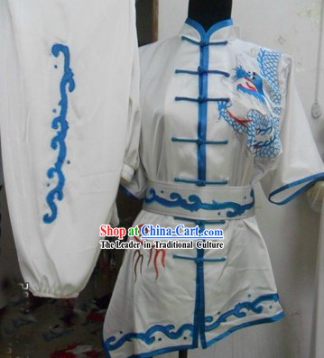 Chinese Short Sleeve Dragon Silk Wushu Suit for Men