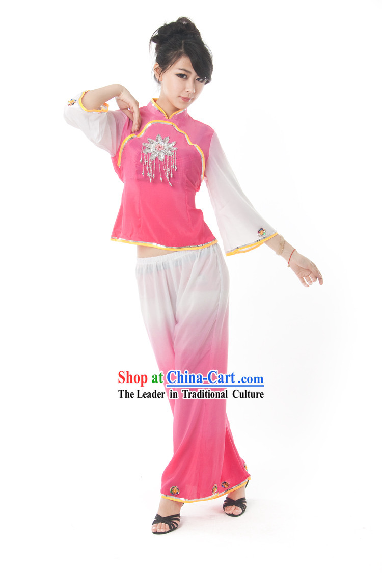 Traditional Chinese Fan Dance Costume Complete Set