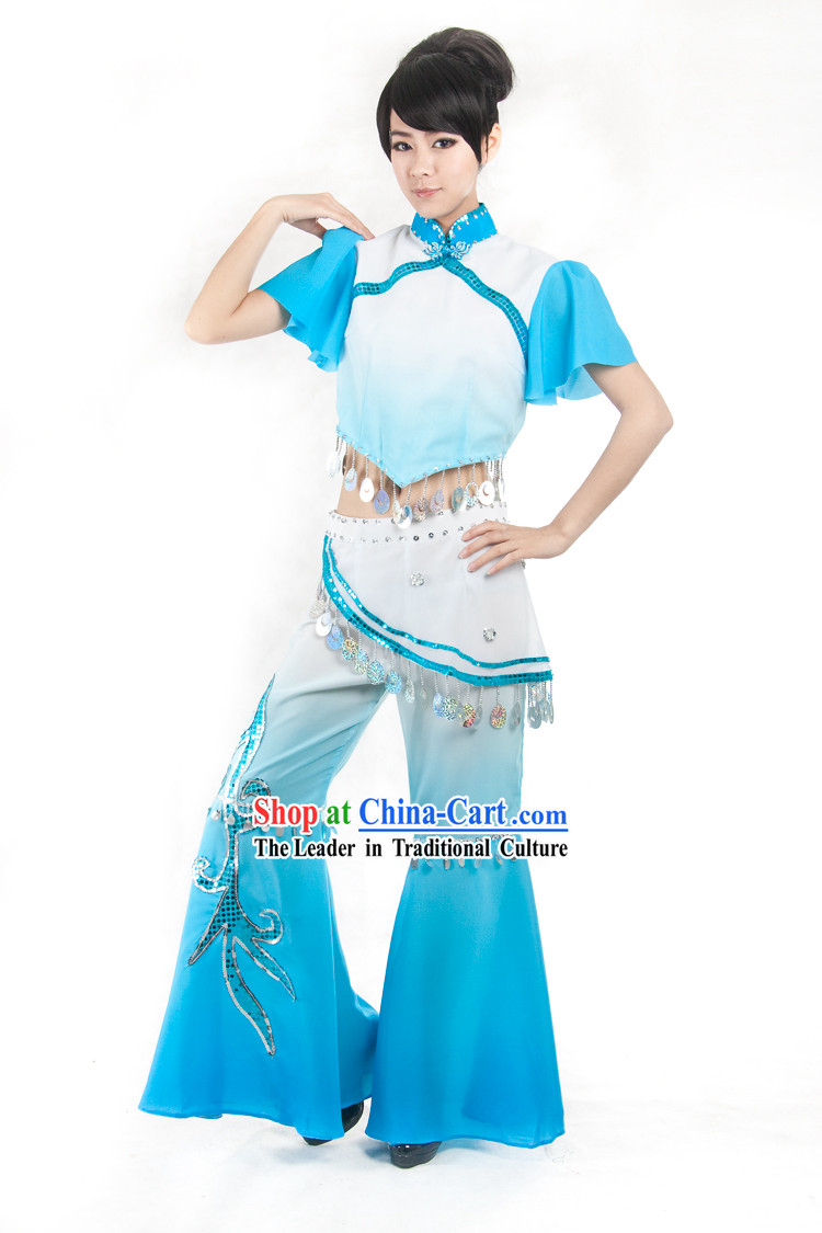 Chinese Classic Fan Dance Costumes Complete Set