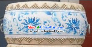 Traditional Chinese Blue and White Flower Drum