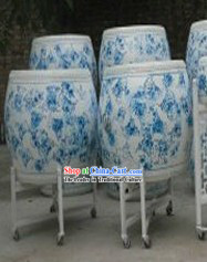 Chinese Classic Blue and White Flower Drum