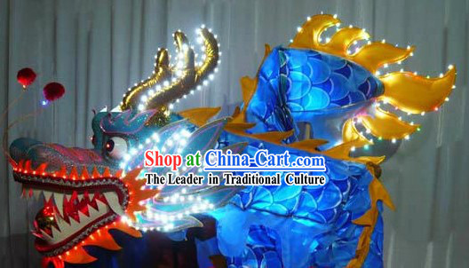 Electric Luminous Blue Dragon Dance Costumes Complete Set