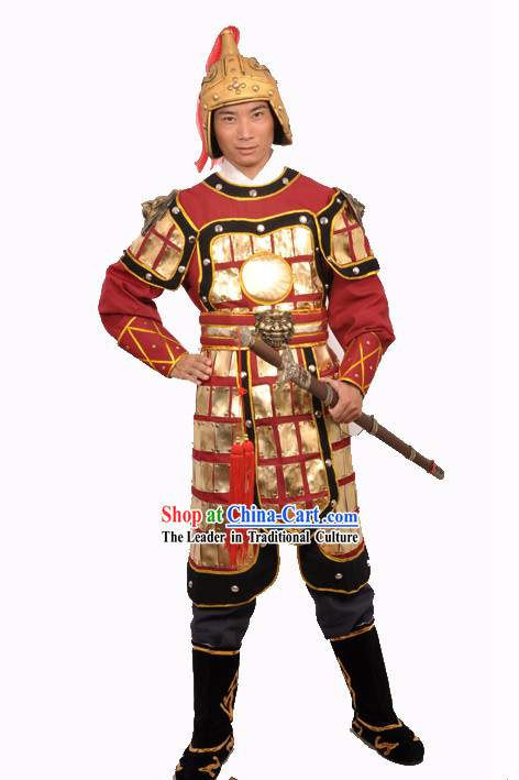Ancient Chinese General Helmet and Armor Costume Complete Set