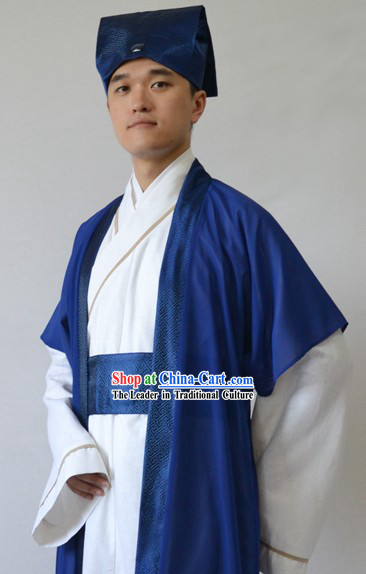 Ancient Chinese Husband Clothing and Hat for Men