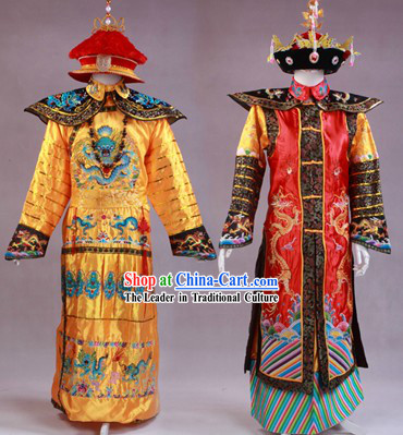 Chinese Palace Emperor and Empress Costumes and Crowns Two Complete Sets
