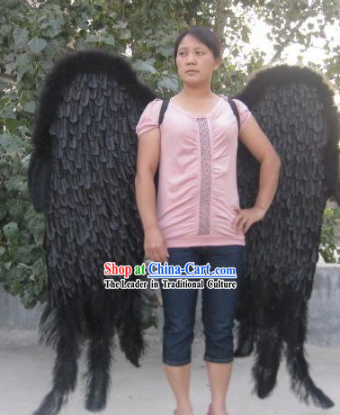Handmade Pure Black Angel Wings Dance Performance Prop