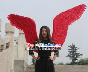 Handmade Pure Red Long Feather Angel Wings Dance Performance Prop