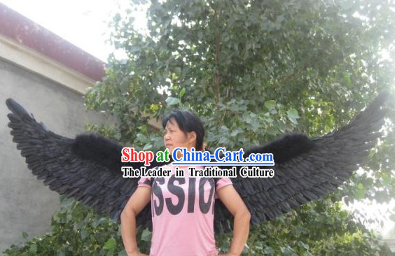Handmade Long Feather Big Black Angel Wings Dance Performance Prop