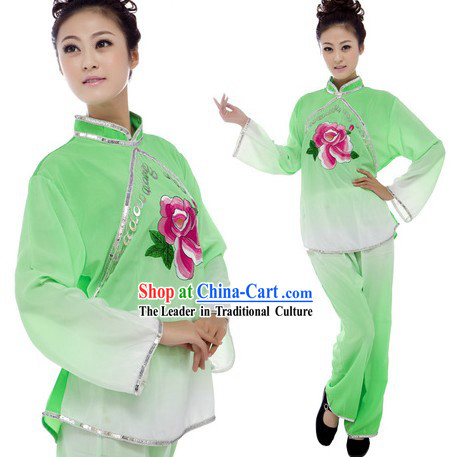 Traditional Chinese Green Yangge Dance Costume for Women