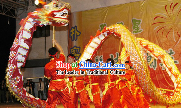 Chinese Classic Orange Dragon Dance Costumes for Nine to Ten People