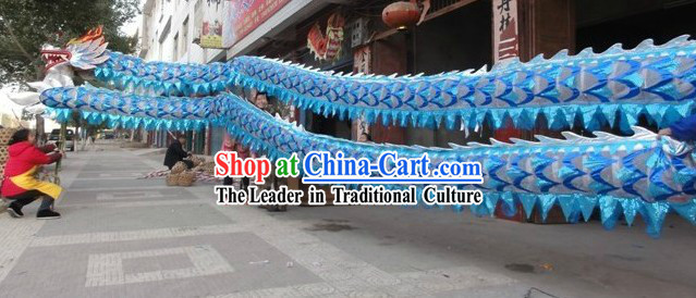 Blue Competition and Parade Dragon Dancing Costumes for Nine to Ten People