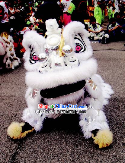 Chinese Classic Long Sheep Fur Lion Dance Costumes Complete Set