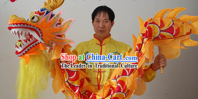 Classic Yellow Dragon Dance Costumes for Two Kids