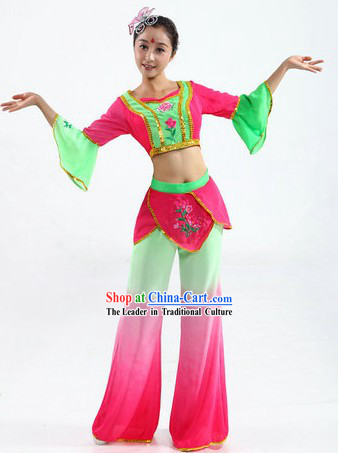 Traditional Chinese Yangge Fan Dance Costume for Women