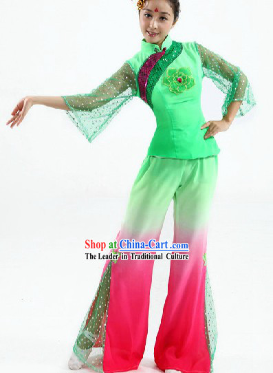 Traditional Chinese Yangge Fan Dance Costume for Women