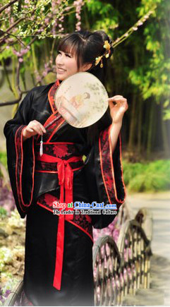 Chinese Classic Black Hanfu Clothing Complete Set for Women