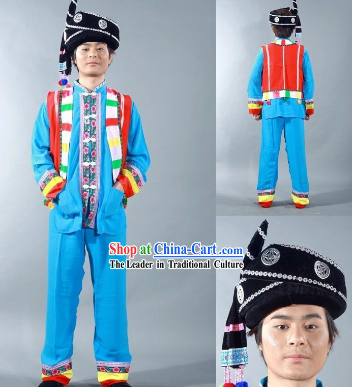 Yi Minority Dance Costume and Hat for Men