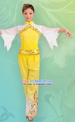 Chinese Folk Dance Costume and Headpiece for Women