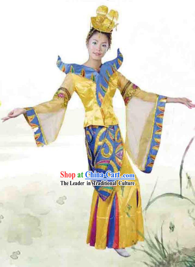 Chinese Palace Classical Dancing Costume and Headpiece for Women