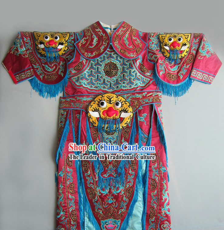 Ancient Chinese Embroidered Tiger Armor Costumes for Men