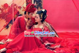Ancient Chinese Tang Dynasty Wedding Dress Two Sets for Men and Women