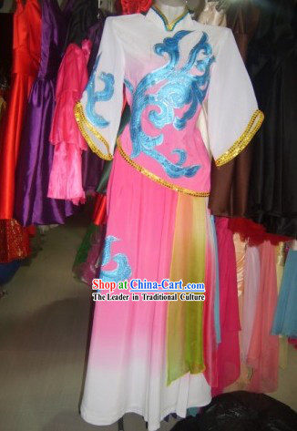 Chinese Classical Fan Folk Dance Costume for Women