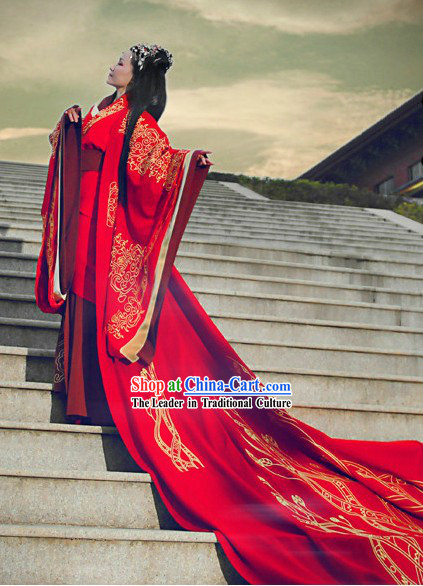 Traditional Chinese Hanfu Phoenix Wedding Dress for Brides