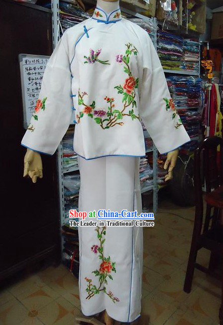 White Embroidered Flower and Butterfly Costume Complete Set for Women