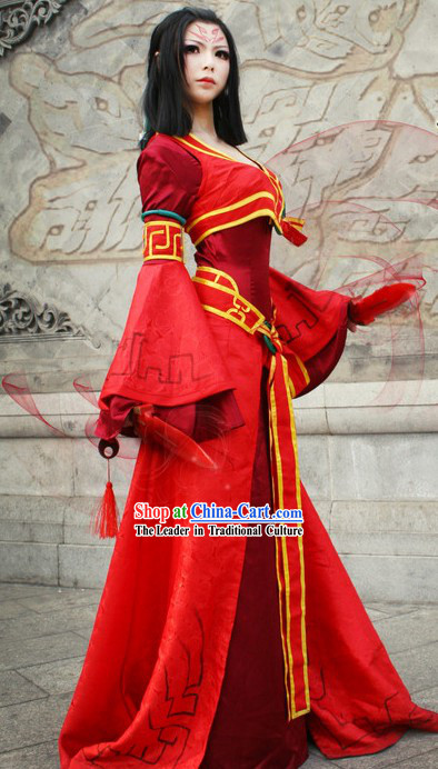 Ancient Chinese Red Lady Cosplay Costumes