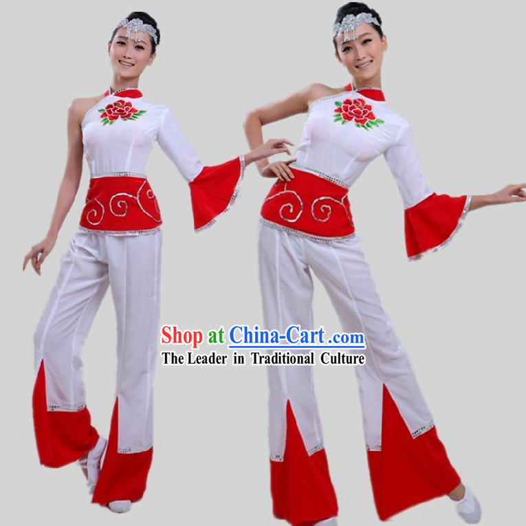 Chinese White Peony Dance Costume for Women