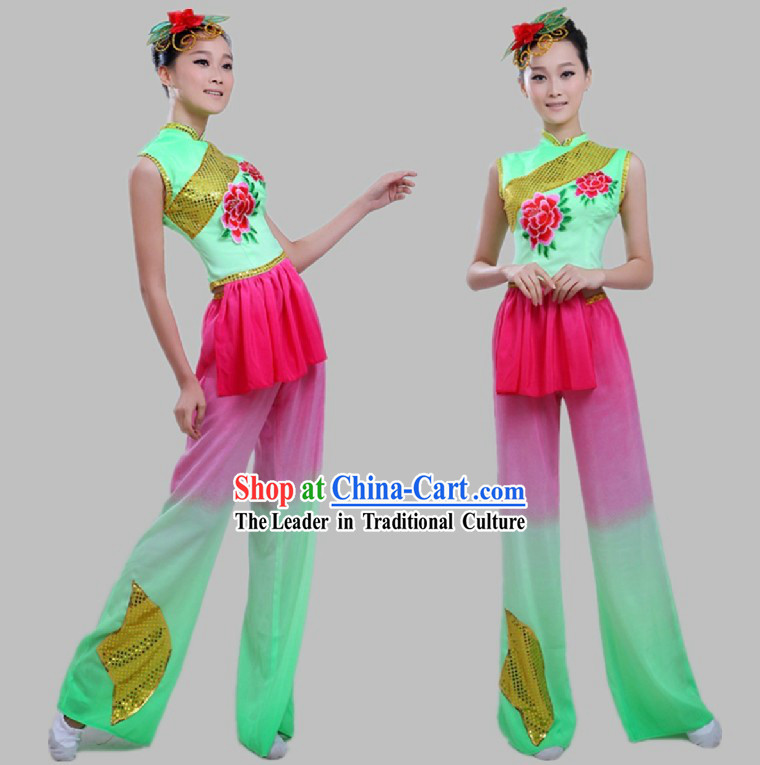 Chinese Classical Fan Stage Performance Dance Costume for Women