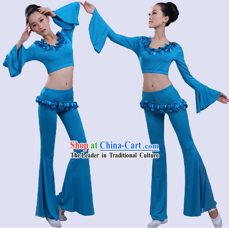 Chinese Stage Performance Blue Dance Costumes for Women