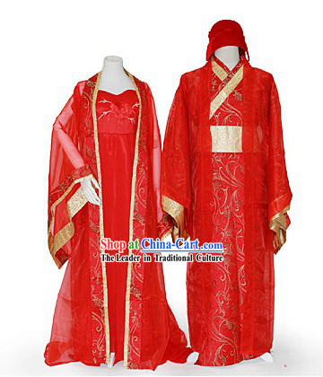 Chinese Classical Wedding Dress Two Complete Sets for Men and Women