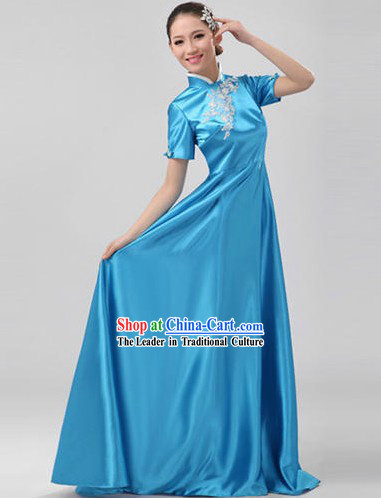 Blue Traditional Chinese Musician Dress for Women
