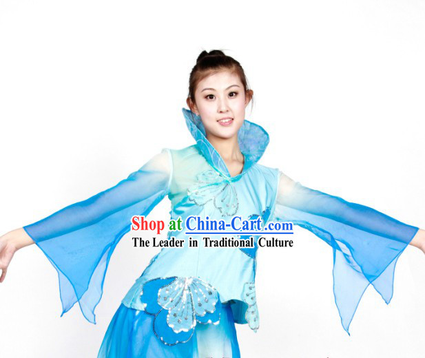 Chinese Blue Classic Dancing Costumes for Women