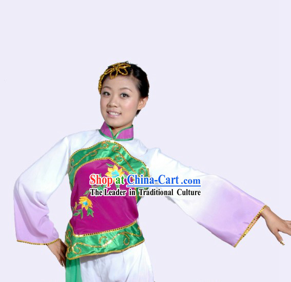 Chinese Classic Yangge Fan Dance Costumes for Women