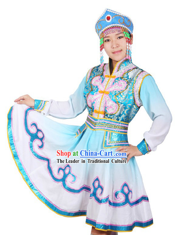 Mongolian Dancing Costumes and Hat for Women