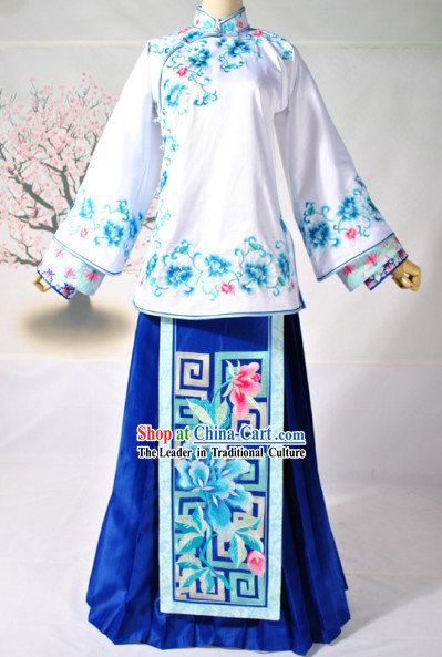 Qing Dynasty Female Embroidered Flower Clothing Complete Set