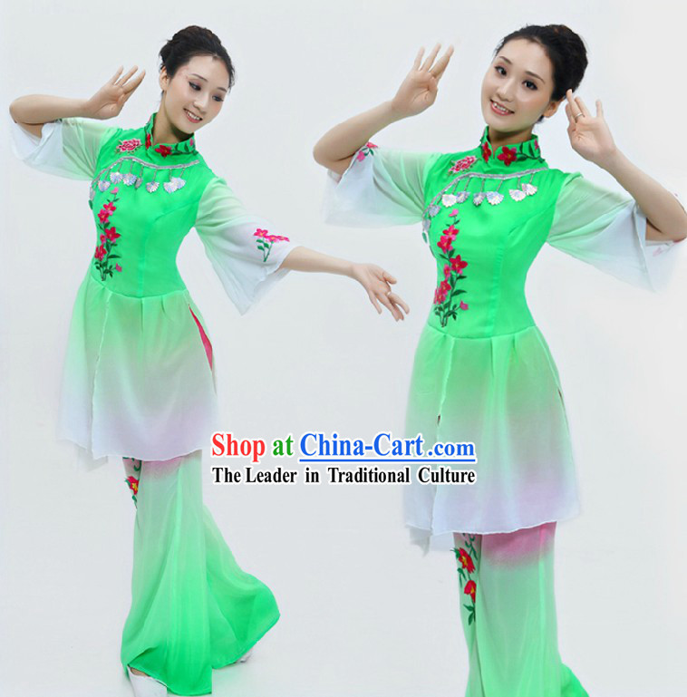 Traditional Chinese Classic Green Dance Costumes for Women