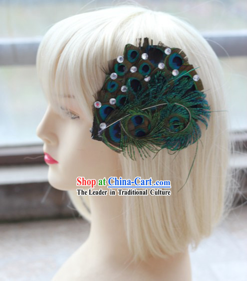 Stunning Handmade Peacock Feather Hair Accessory