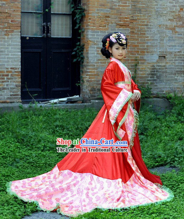 Ancient Chinese Red Long Tail Empress Costume for Kids