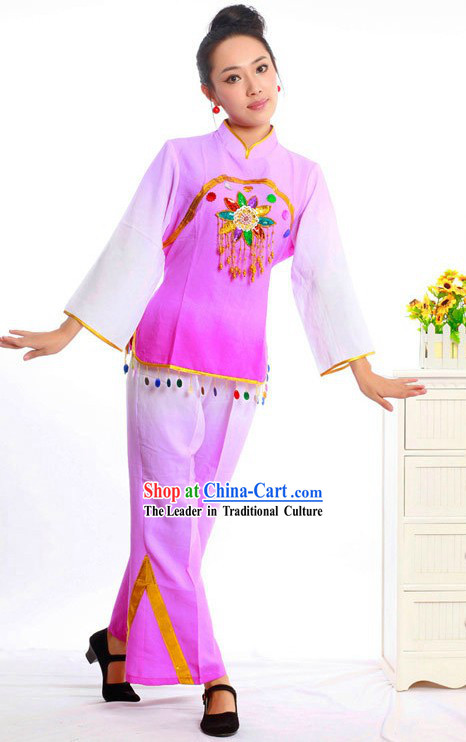 Chinese Classical Color Transition Fan Dance Costume