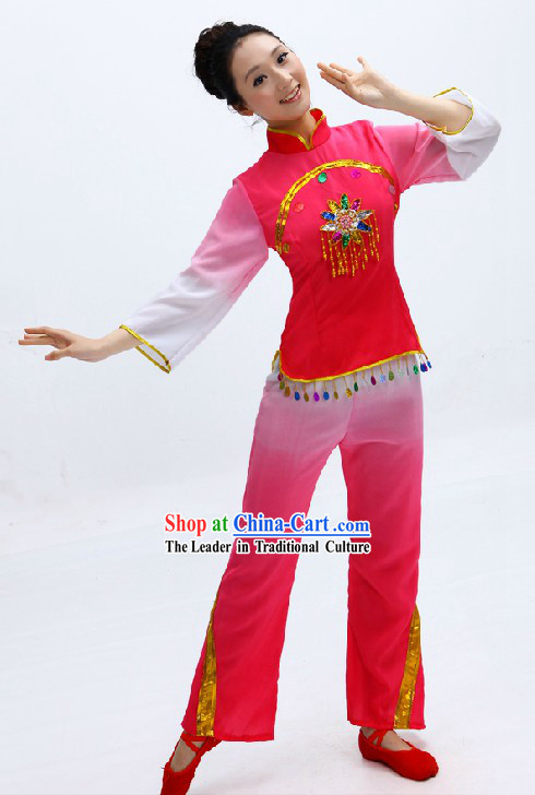 Traditional Chinese Color Transition Group Dancing Costume for Women