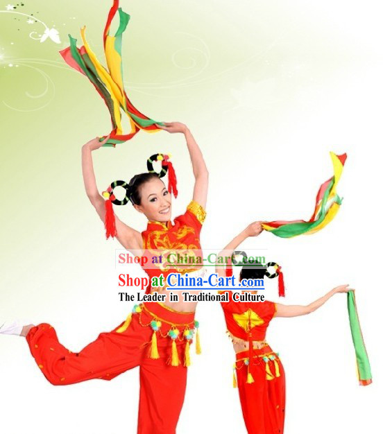 Hua Deng Chinese New Year and Festival Celebration Ribbon Dance Costumes for Women