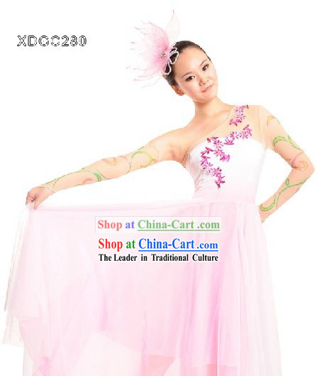 Traditional Chinese Folk Dance Costume and Headpiece