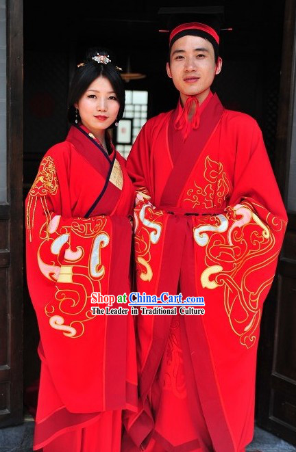 Traditional Ancient Chinese Red Wedding Dress for Brides